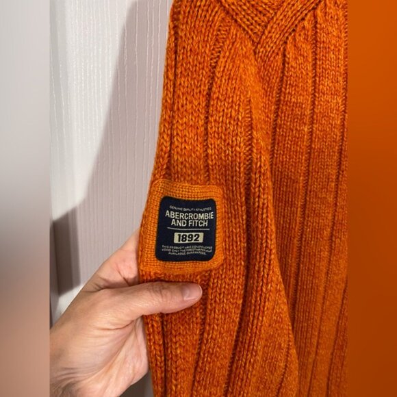 VTG 90s Abercrombie & Fitch Lambswool Turtleneck Sweater, Orange, Men’s L - Picture 3 of 7